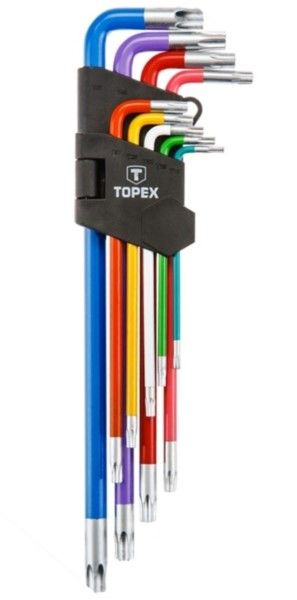 Klucze torx, kolorowe zestaw 9 sztuk TOPEX